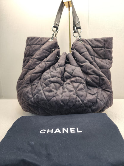 Chanel Black Denim Quilted Coco Stretch Spirit Cabas Tote (SHW)