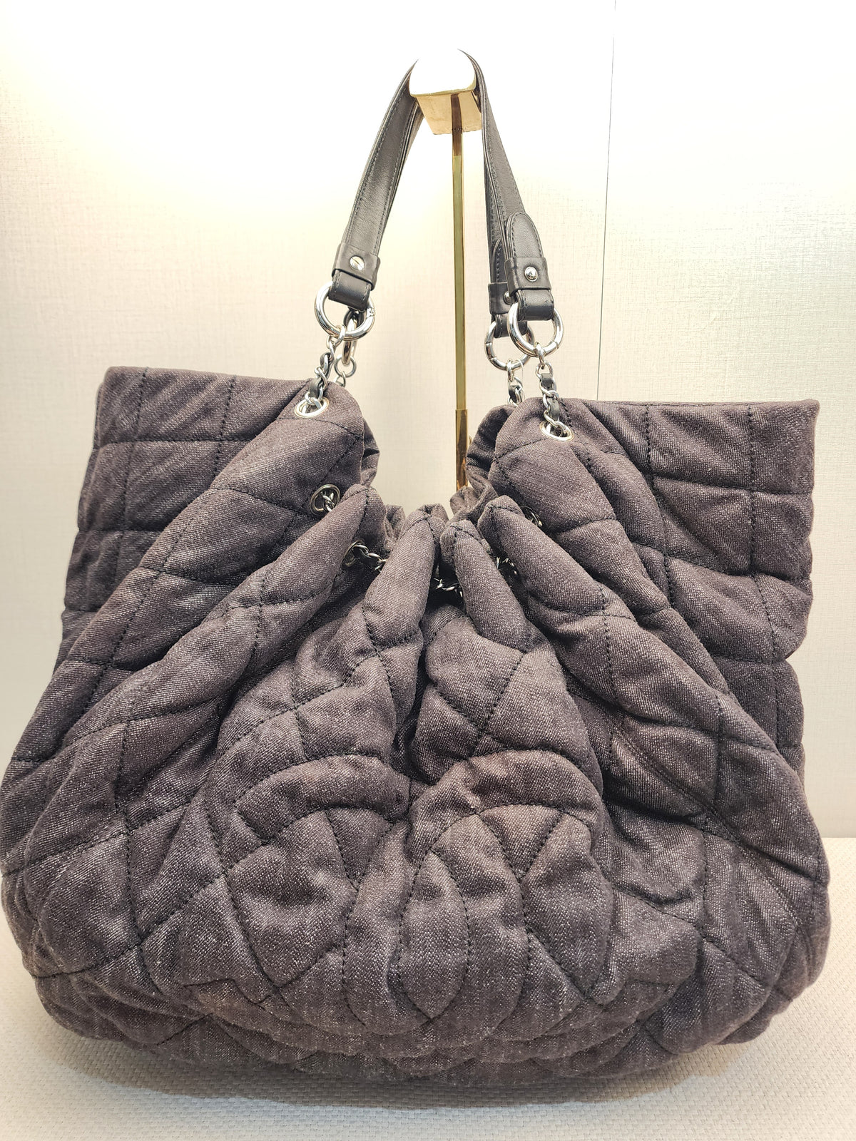 Chanel Black Denim Quilted Coco Stretch Spirit Cabas Tote (SHW)
