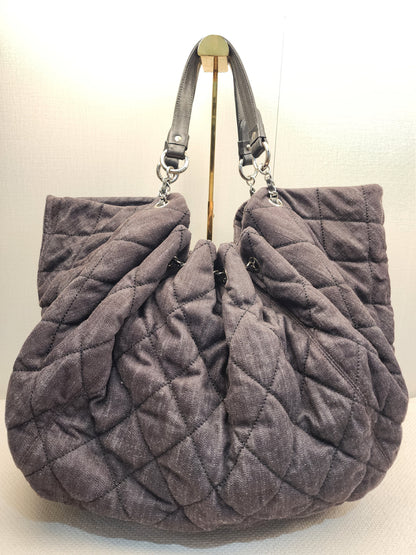 Chanel Black Denim Quilted Coco Stretch Spirit Cabas Tote (SHW)