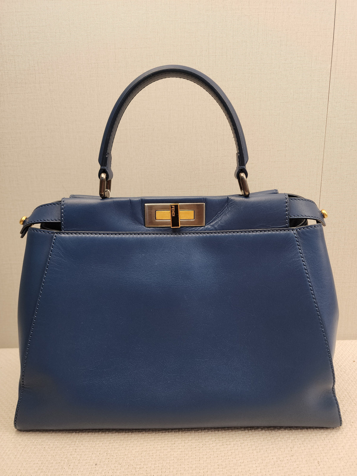 Fendi Blue Calfskin Medium Peekaboo