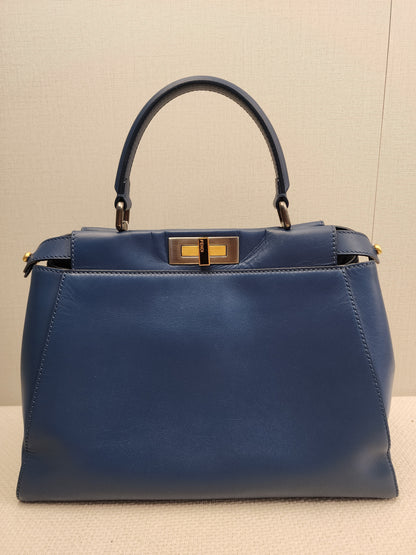 Fendi Blue Calfskin Medium Peekaboo