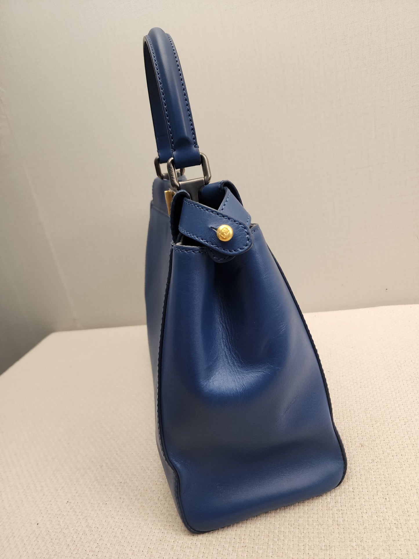 Fendi Blue Calfskin Medium Peekaboo