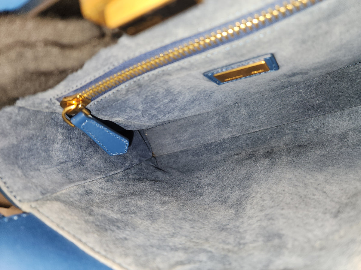 Fendi Blue Calfskin Medium Peekaboo