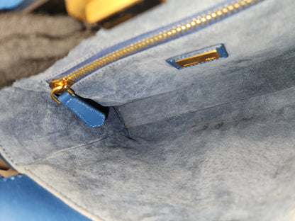 Fendi Blue Calfskin Medium Peekaboo
