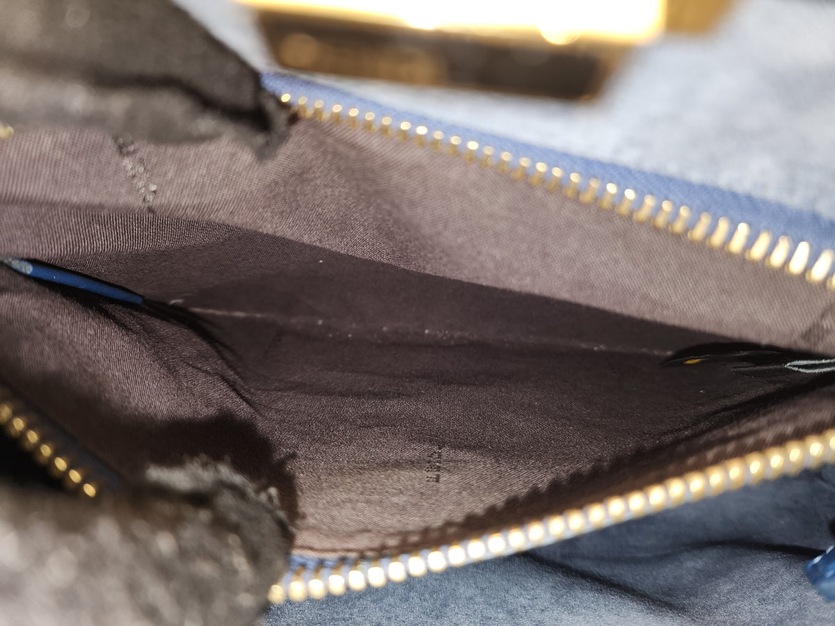 Fendi Blue Calfskin Medium Peekaboo
