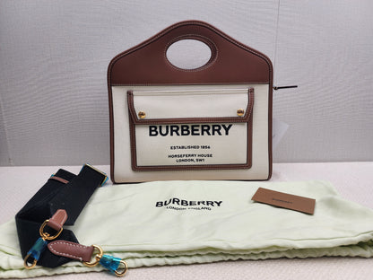 Burberry Brown Calfskin / Canvas Small Pocket Bag