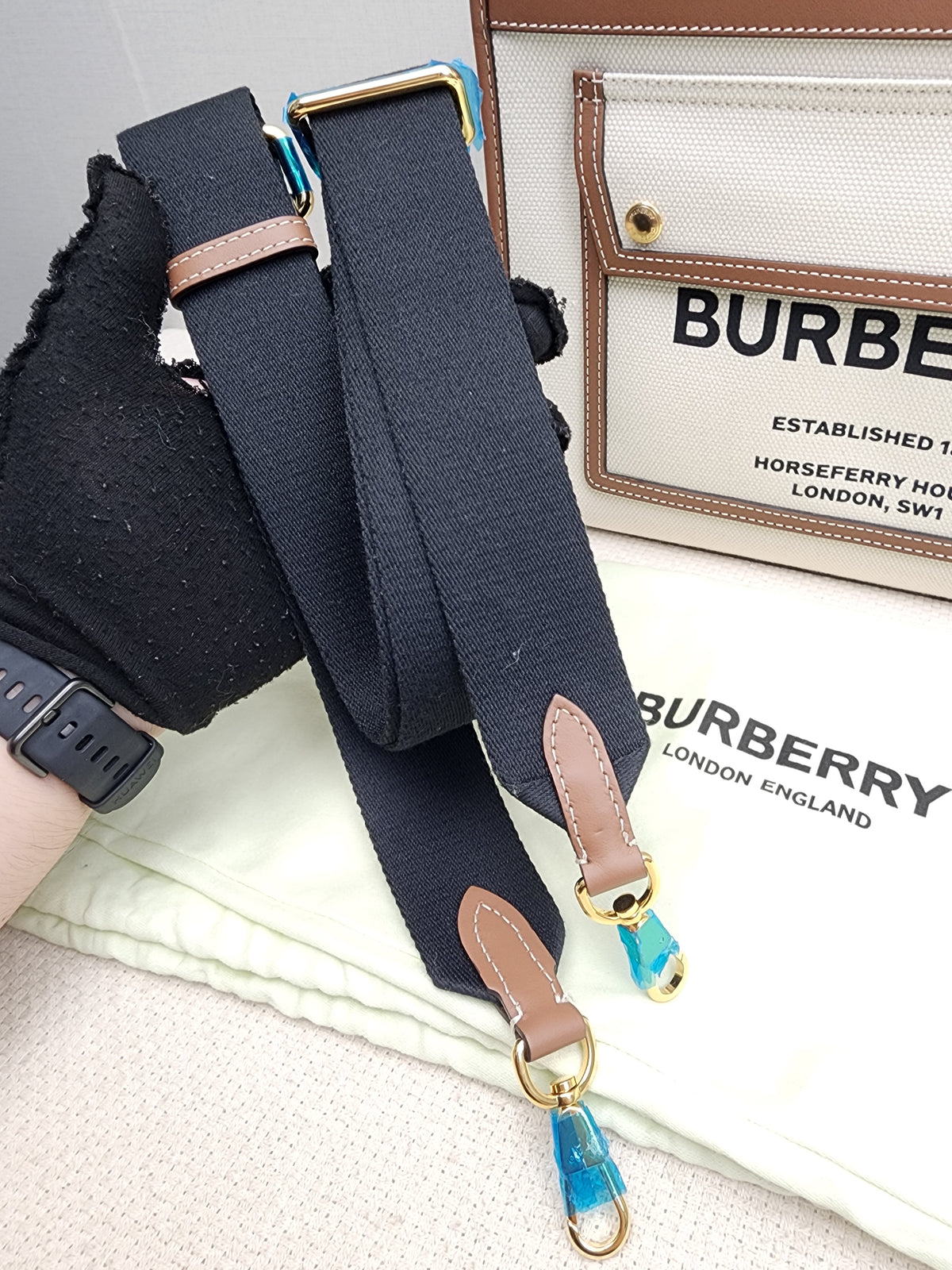 Burberry Brown Calfskin / Canvas Small Pocket Bag