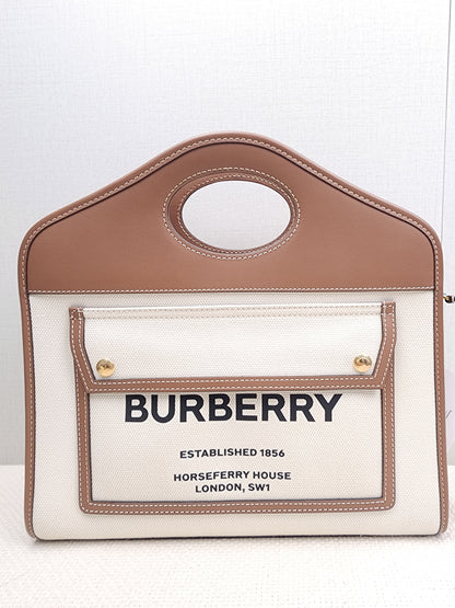 Burberry Brown Calfskin / Canvas Small Pocket Bag