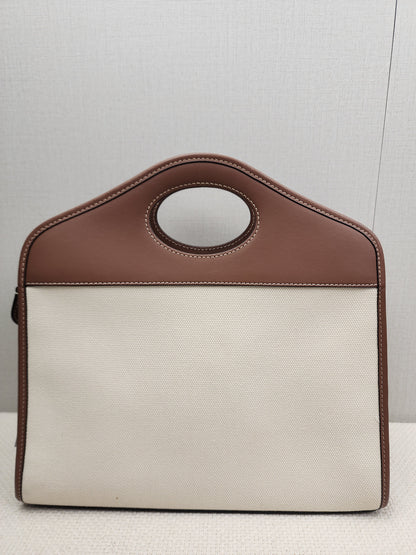 Burberry Brown Calfskin / Canvas Small Pocket Bag