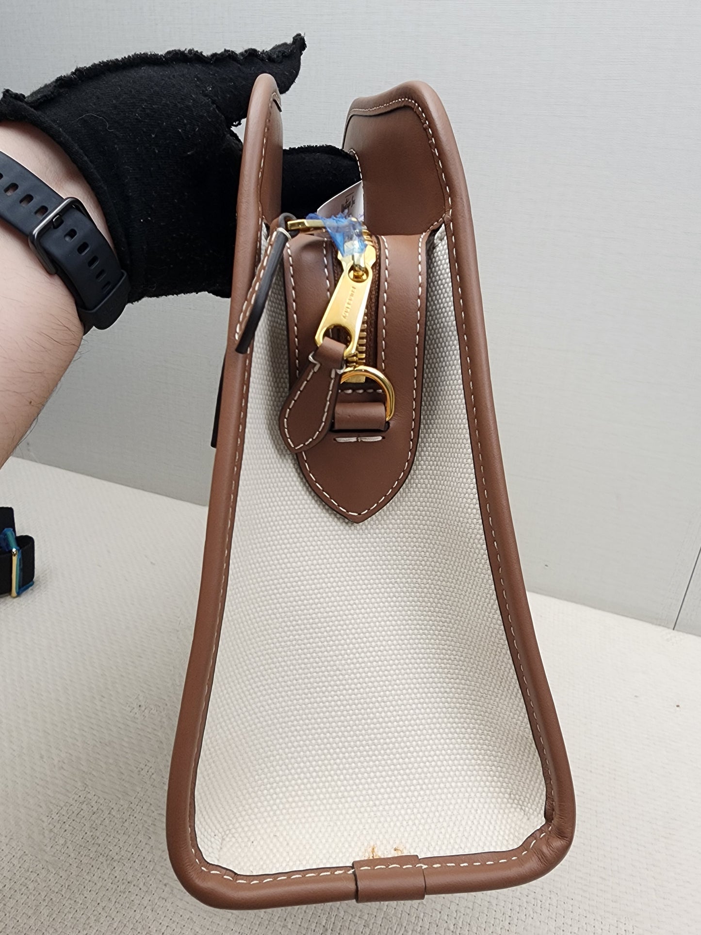 Burberry Brown Calfskin / Canvas Small Pocket Bag