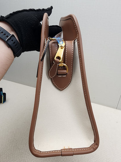 Burberry Brown Calfskin / Canvas Small Pocket Bag