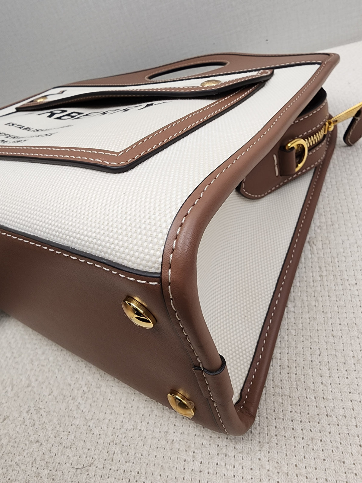 Burberry Brown Calfskin / Canvas Small Pocket Bag
