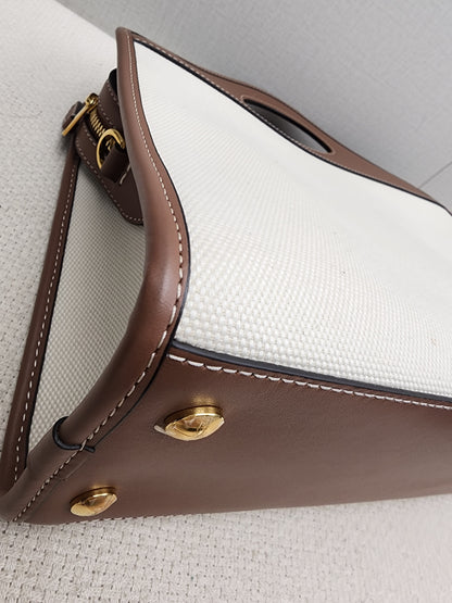 Burberry Brown Calfskin / Canvas Small Pocket Bag