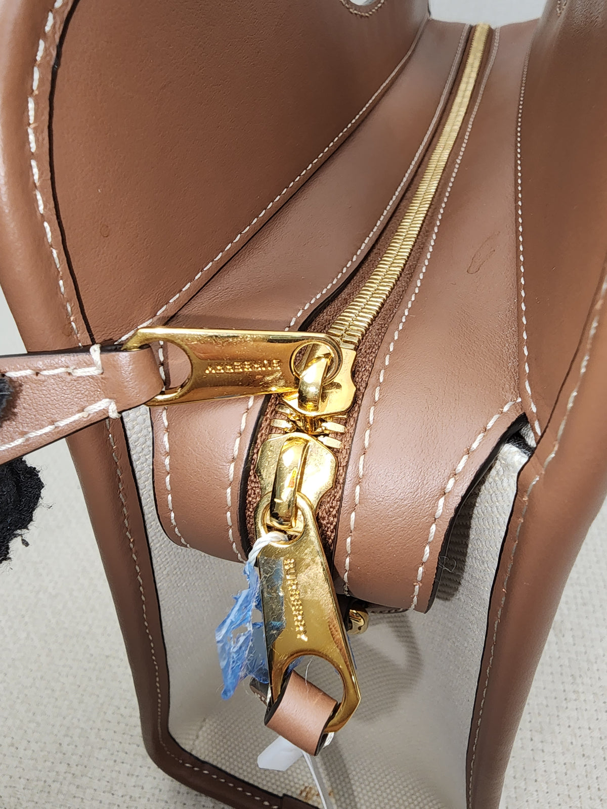 Burberry Brown Calfskin / Canvas Small Pocket Bag