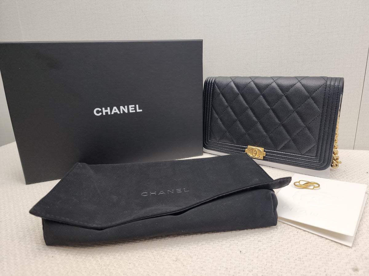Chanel Black Caviar Boy WOC (GHW)