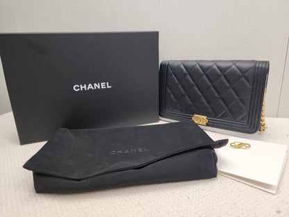 Chanel Black Caviar Boy WOC (GHW)