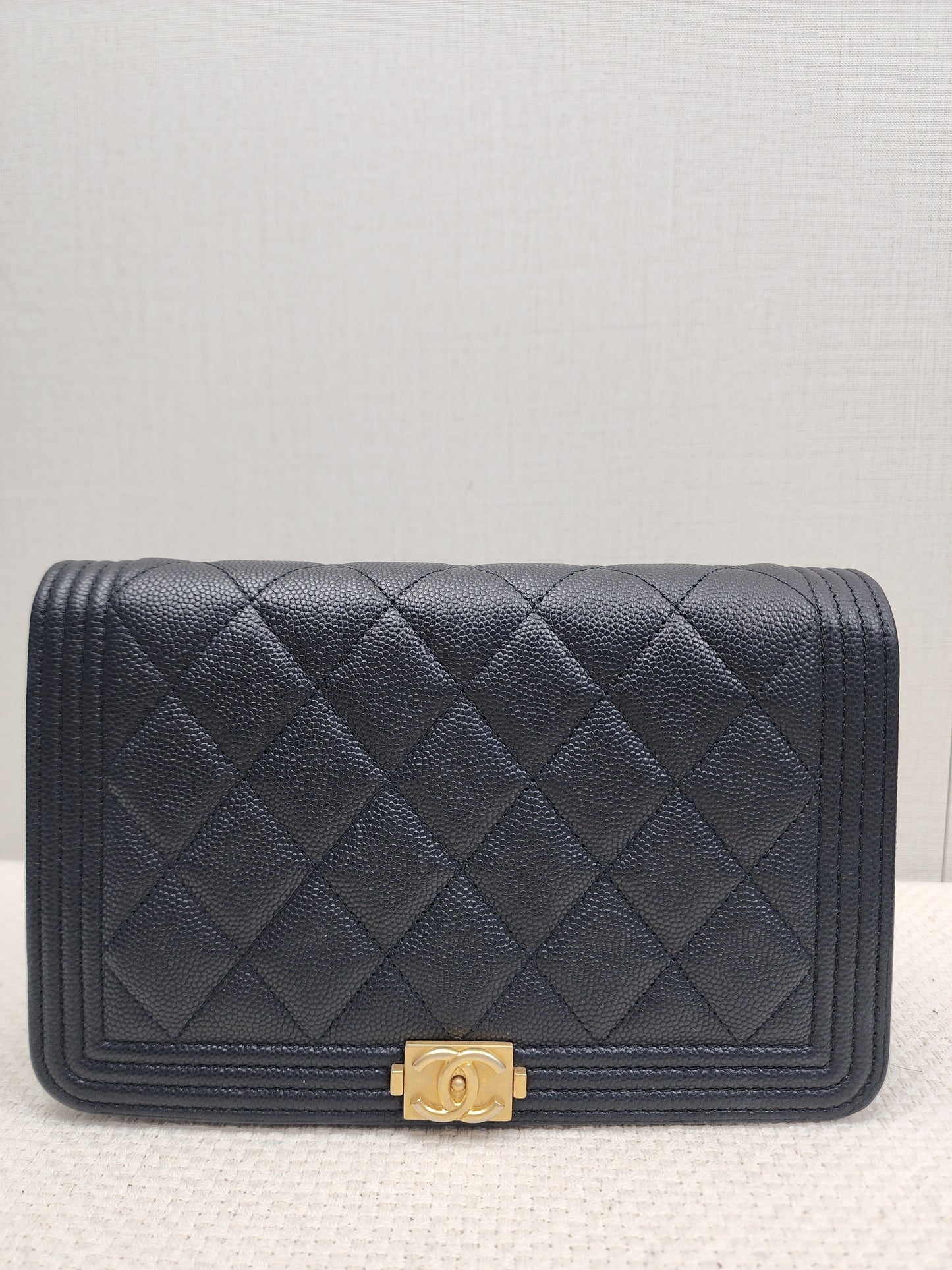 Chanel Black Caviar Boy WOC (GHW)