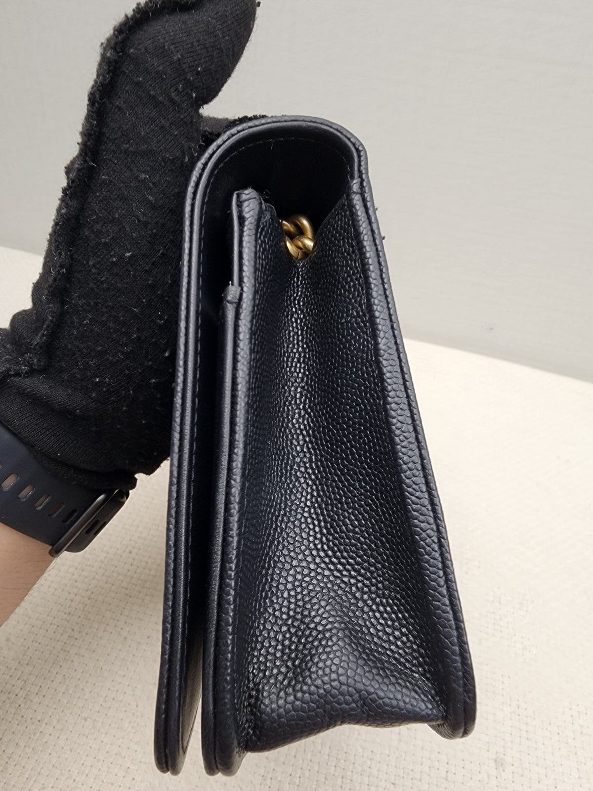 Chanel Black Caviar Boy WOC (GHW)