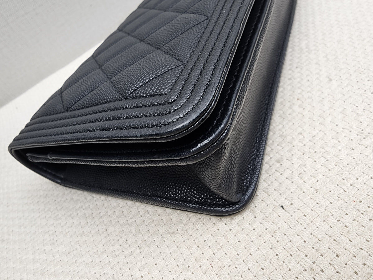 Chanel Black Caviar Boy WOC (GHW)