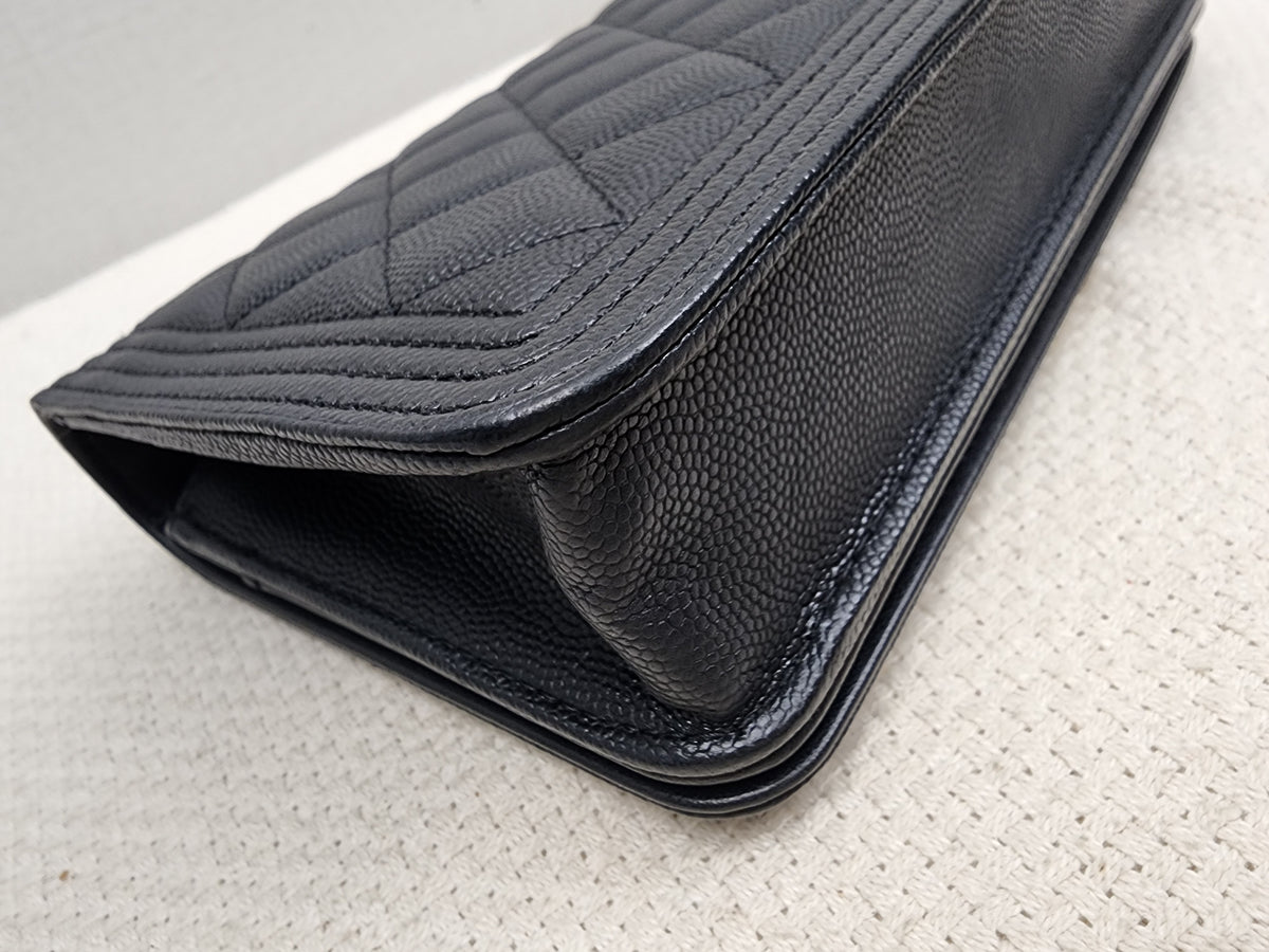 Chanel Black Caviar Boy WOC (GHW)
