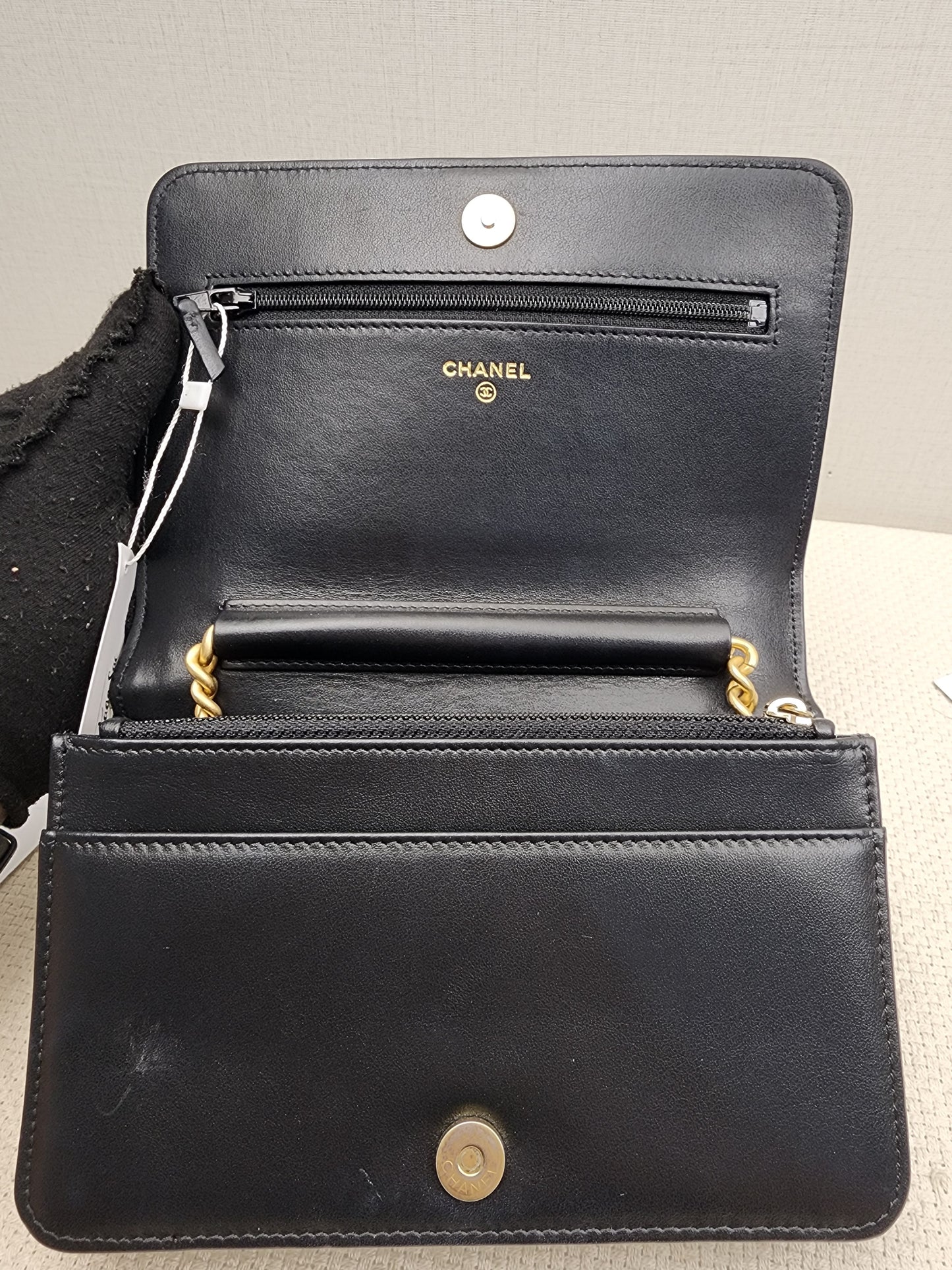 Chanel Black Caviar Boy WOC (GHW)