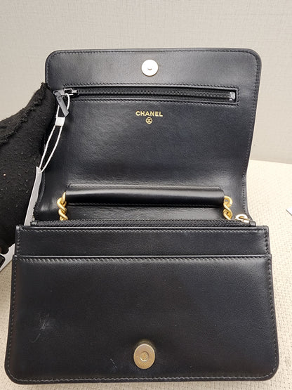 Chanel Black Caviar Boy WOC (GHW)