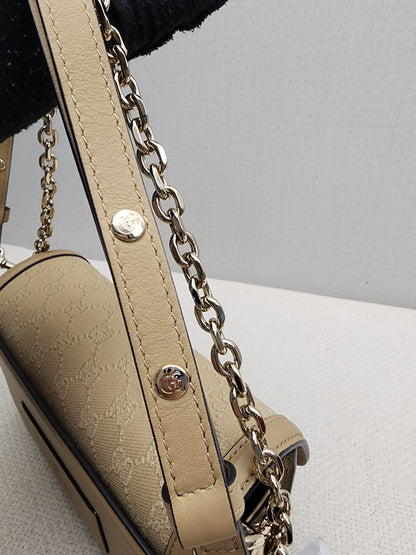 Gucci Beige GG Monogram Small Go Shoulder Bag