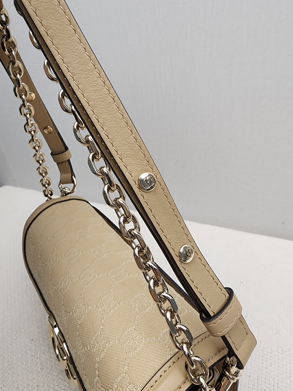 Gucci Beige GG Monogram Small Go Shoulder Bag