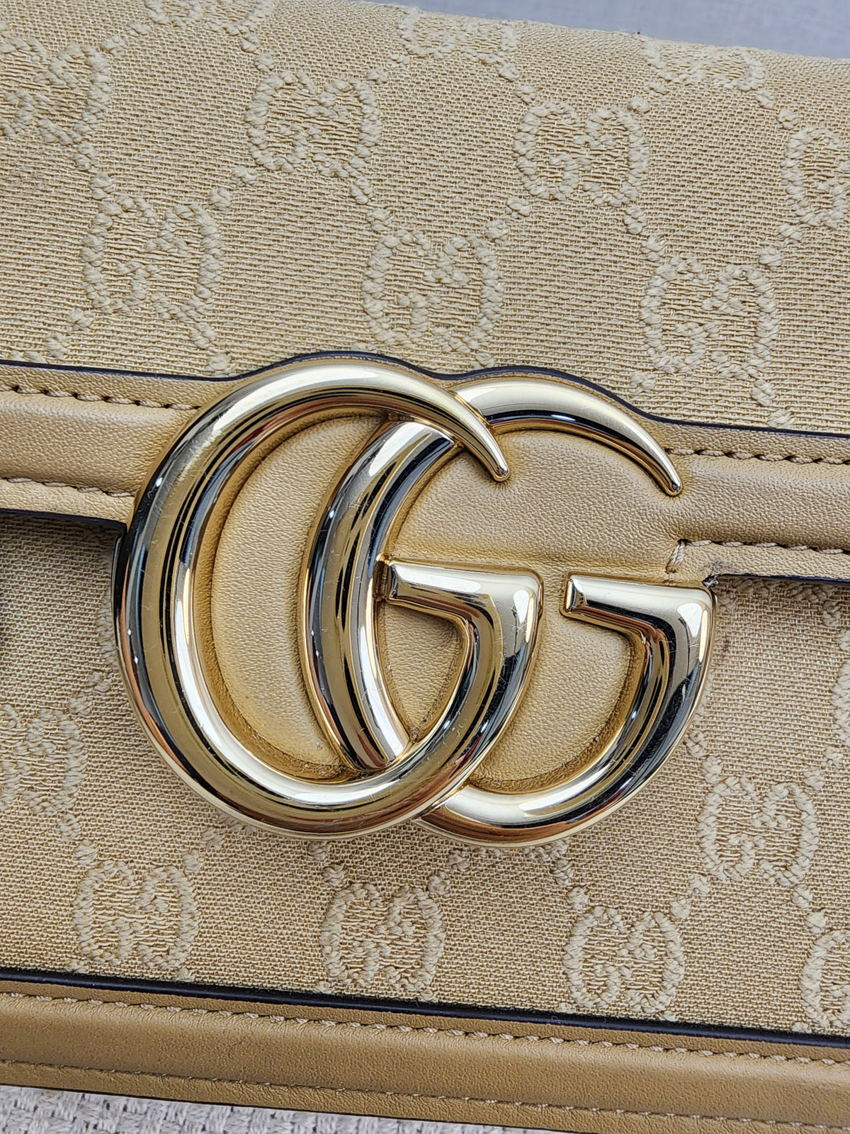 Gucci Beige GG Monogram Small Go Shoulder Bag