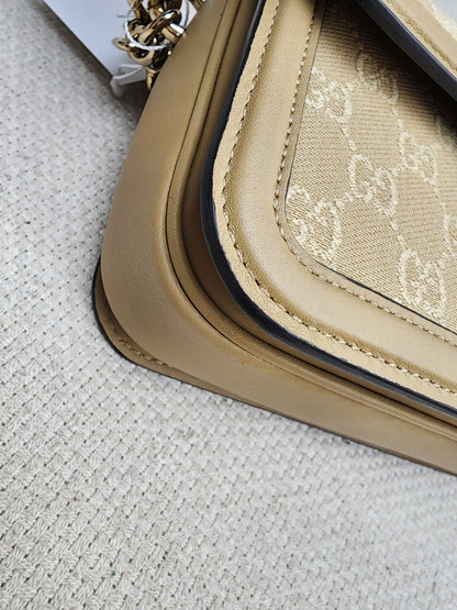 Gucci Beige GG Monogram Small Go Shoulder Bag