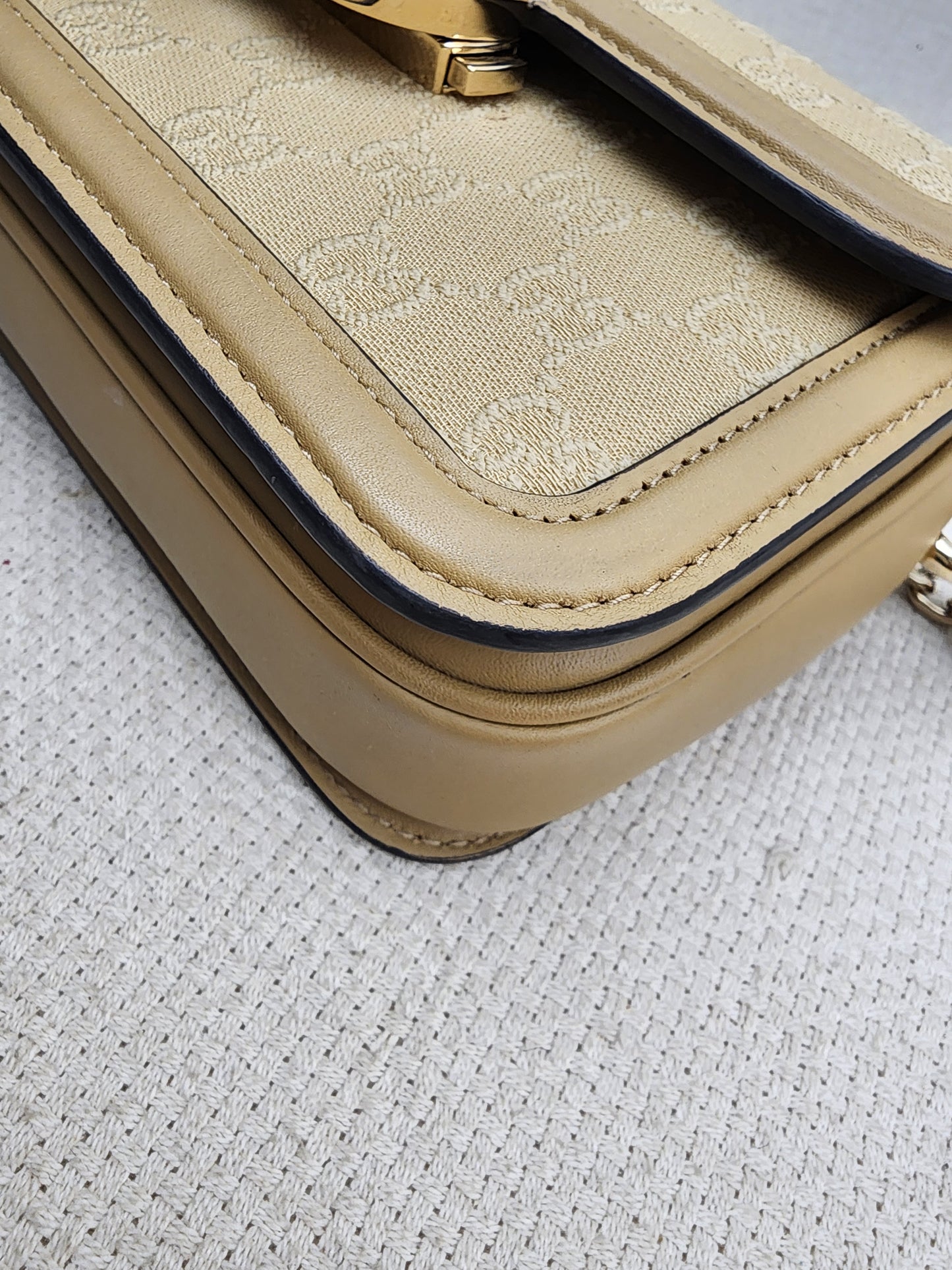 Gucci Beige GG Monogram Small Go Shoulder Bag