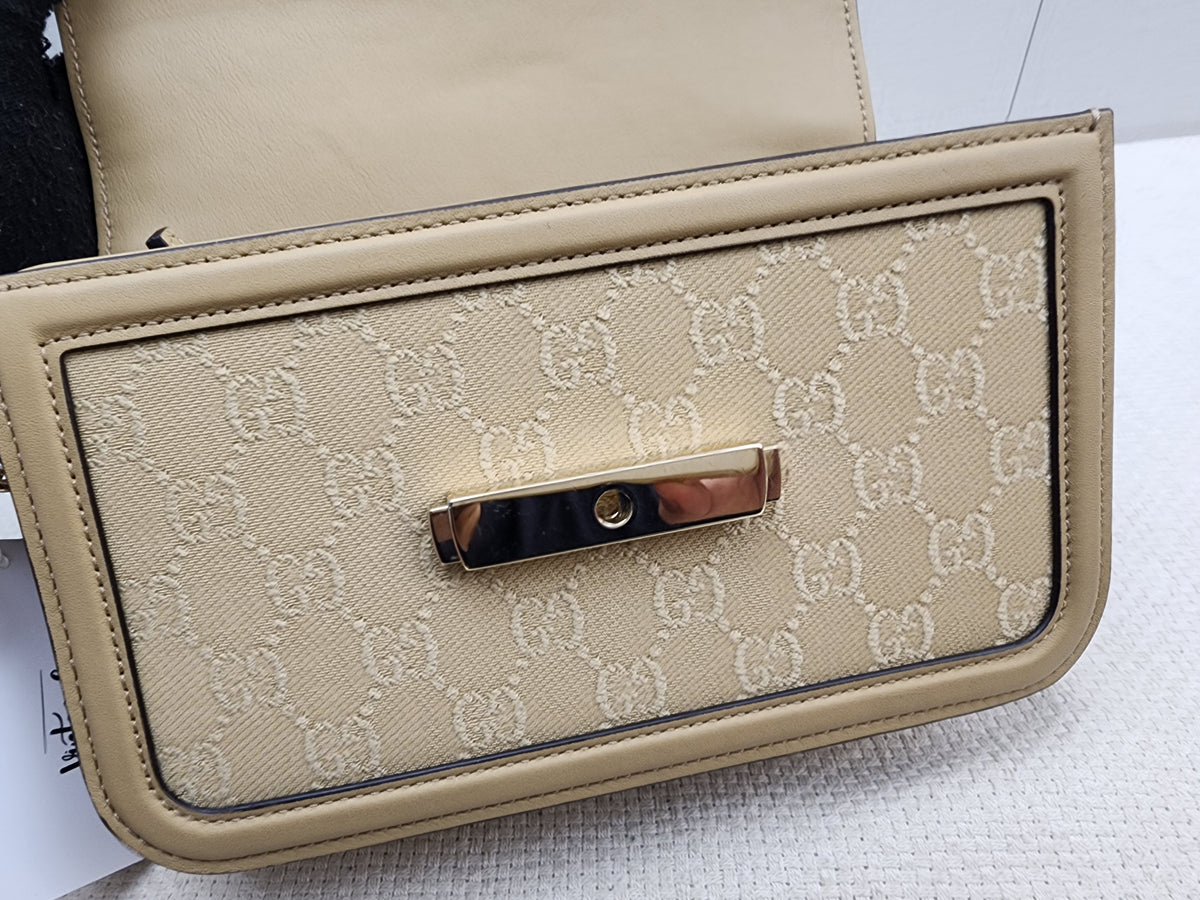 Gucci Beige GG Monogram Small Go Shoulder Bag