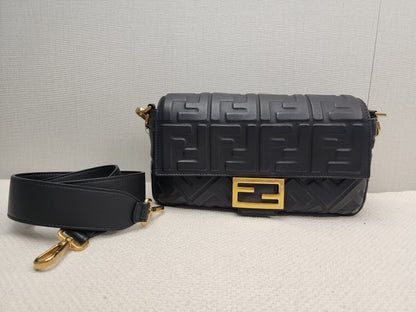 Fendi Black Calfskin Baguette (GHW)
