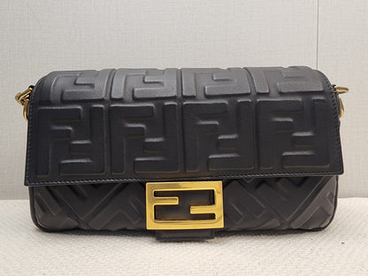 Fendi Black Calfskin Baguette (GHW)