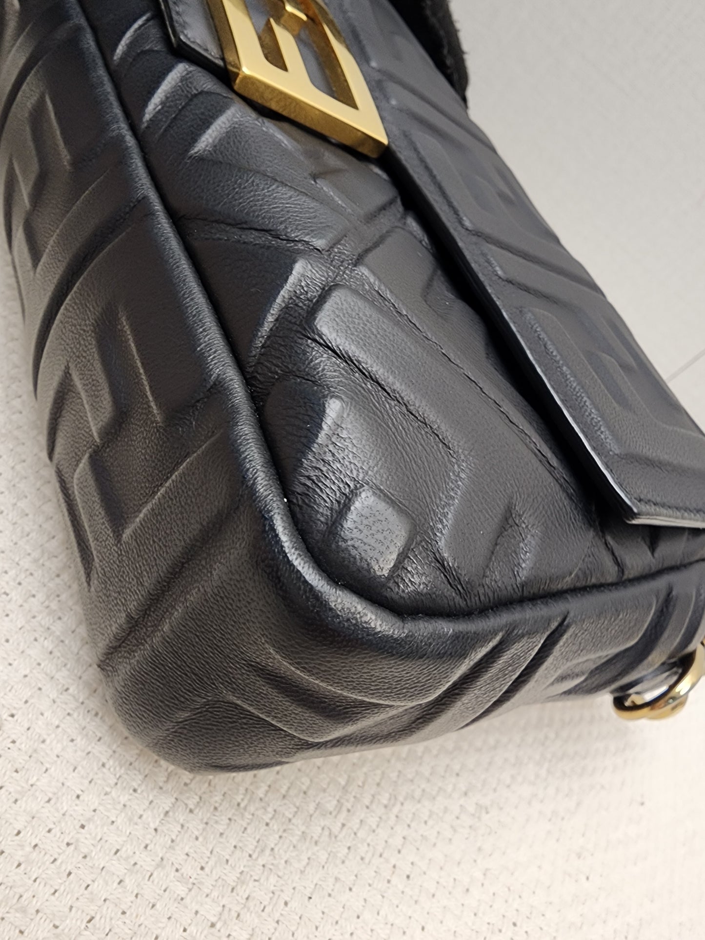 Fendi Black Calfskin Baguette (GHW)