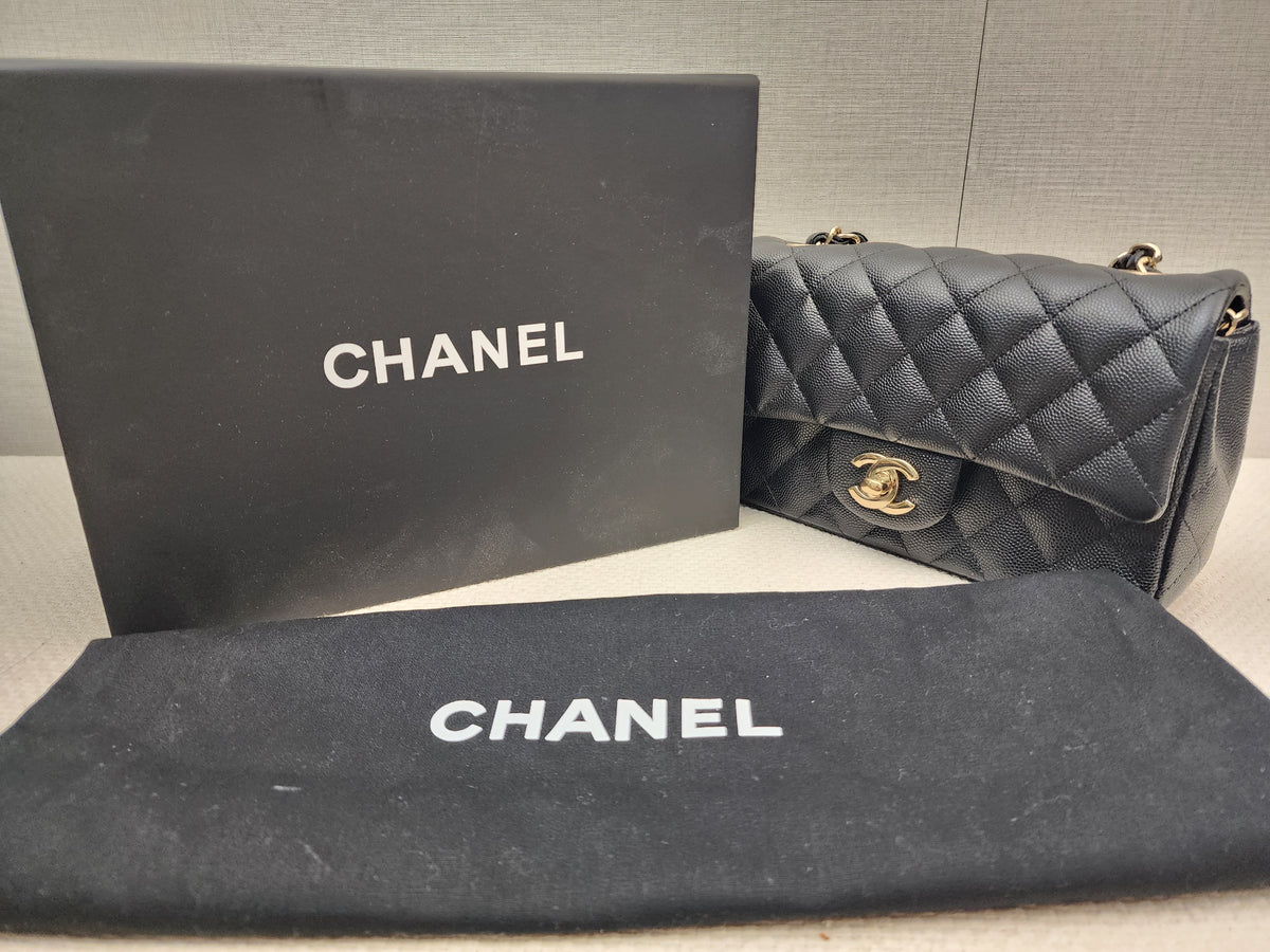 Chanel Black Caviar Mini Rectangular Flap (GHW)