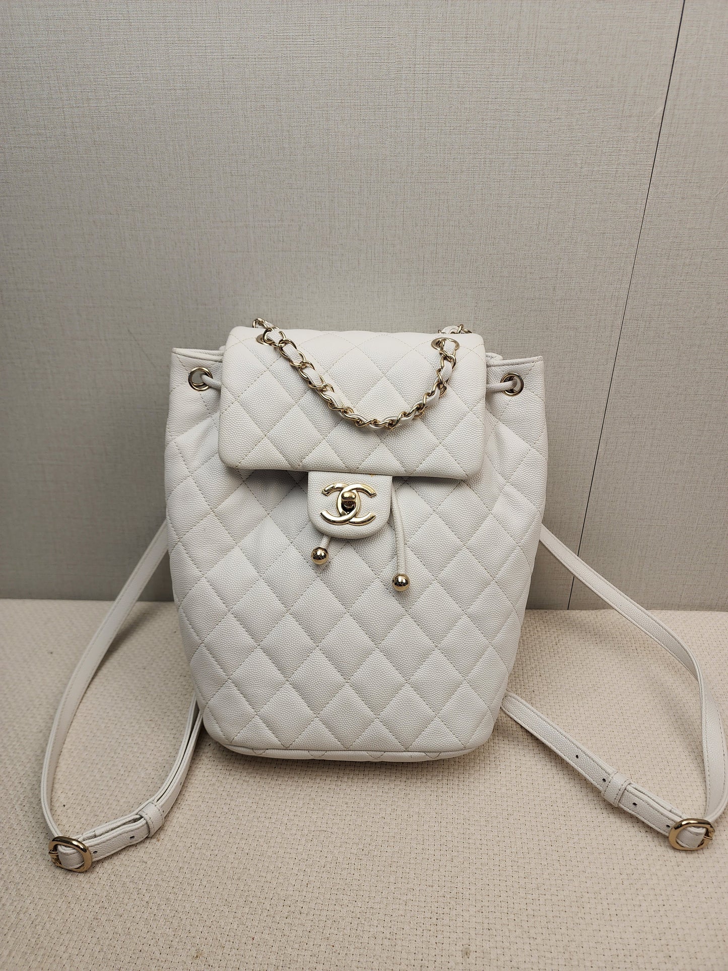 Chanel White Caviar Urban Spirit Backpack (LGHW)