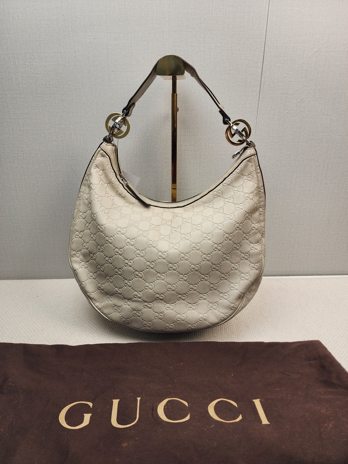 Gucci Ivory Guccissima Twins Hobo Bag