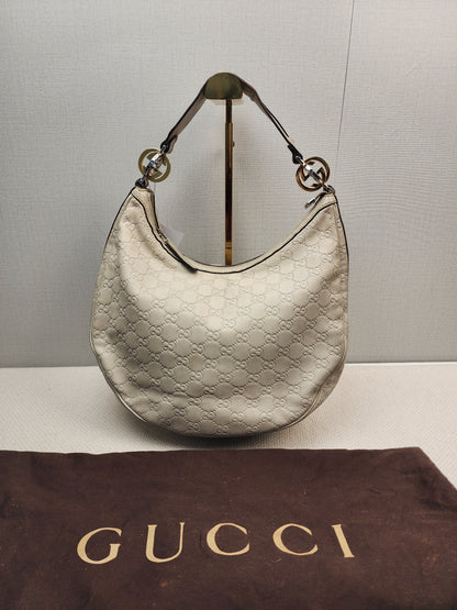 Gucci Ivory Guccissima Twins Hobo Bag