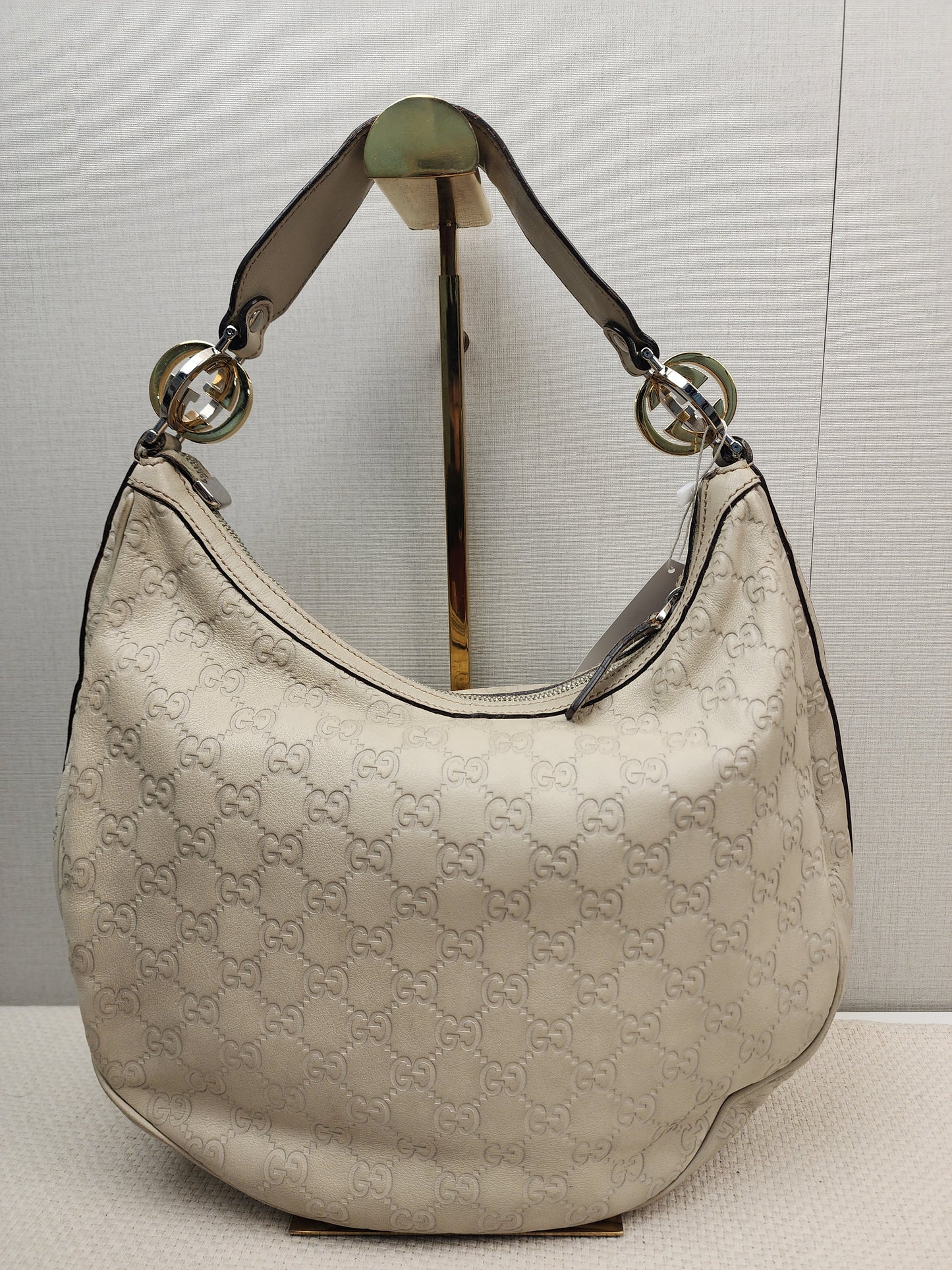 Gucci Ivory Guccissima Twins Hobo Bag
