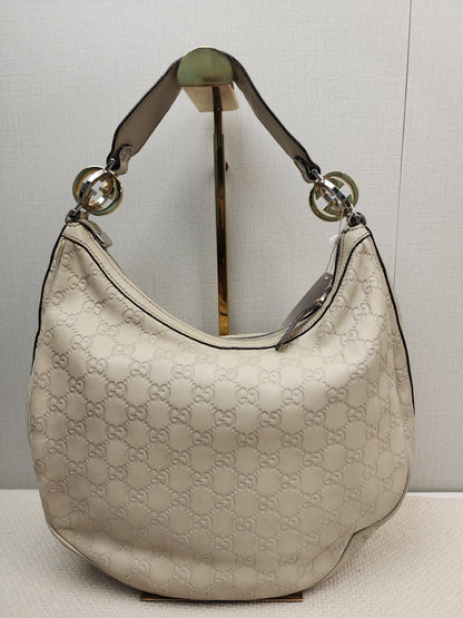 Gucci Ivory Guccissima Twins Hobo Bag