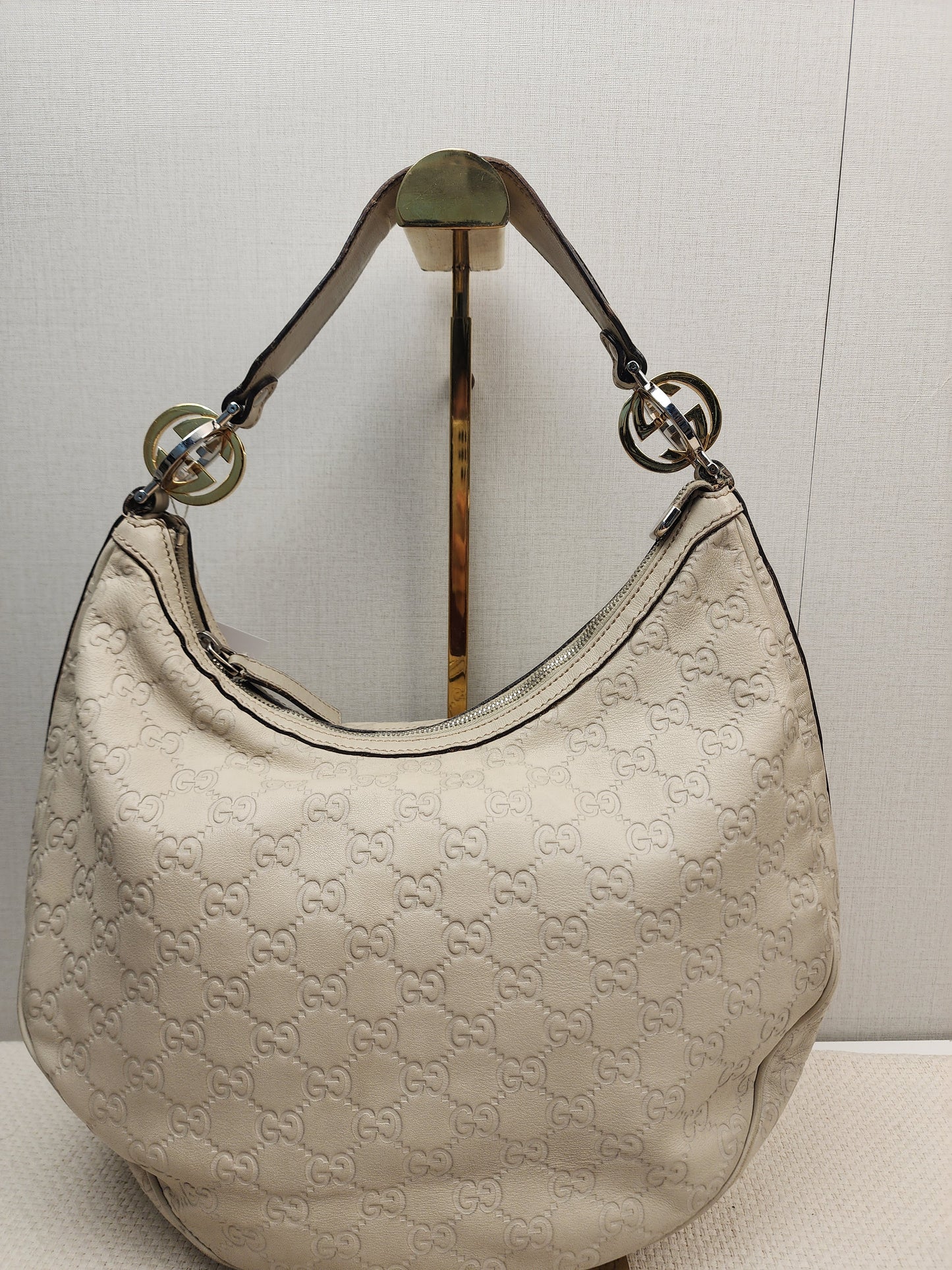 Gucci Ivory Guccissima Twins Hobo Bag