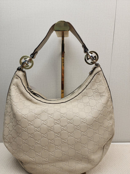 Gucci Ivory Guccissima Twins Hobo Bag