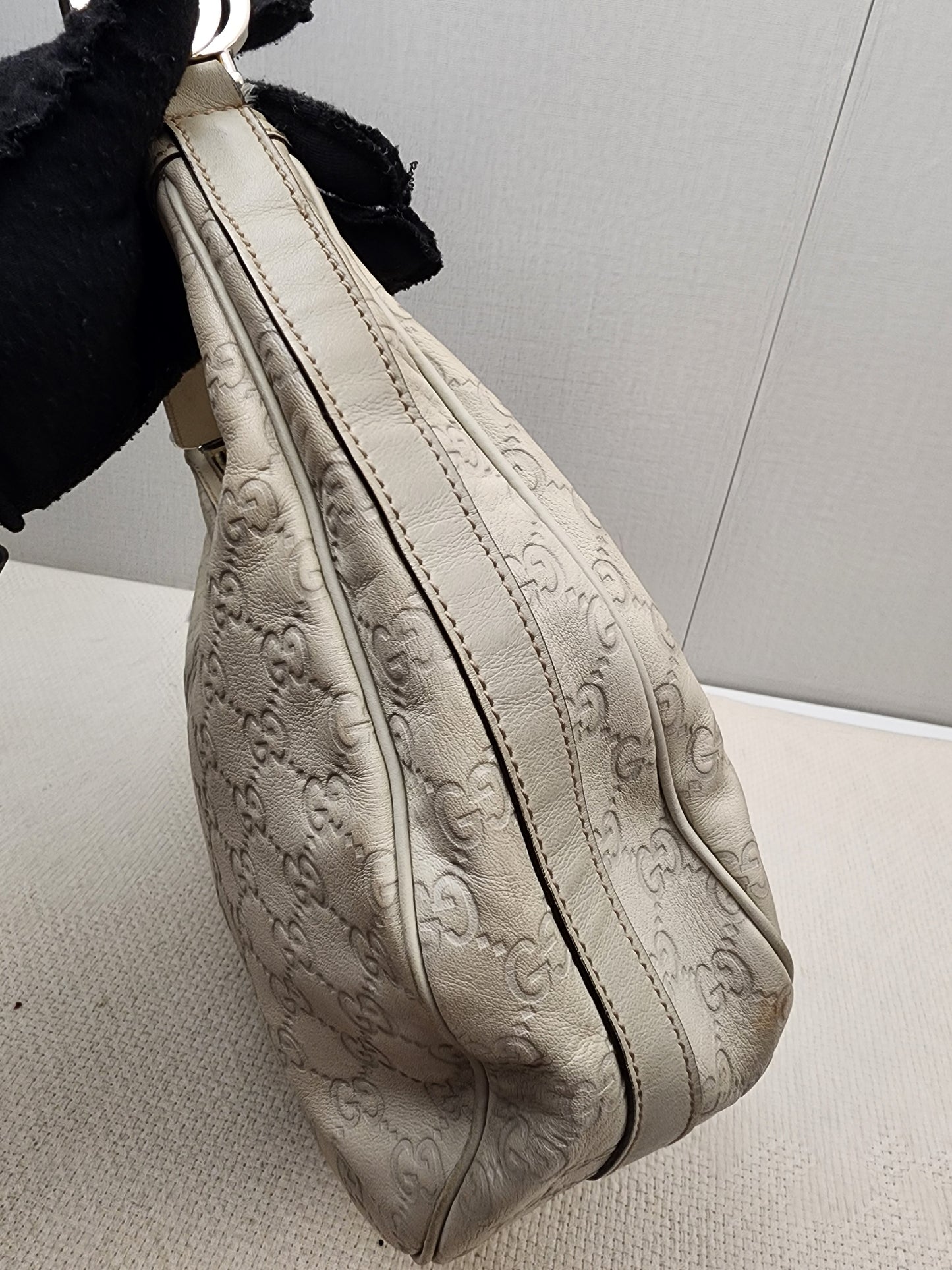 Gucci Ivory Guccissima Twins Hobo Bag