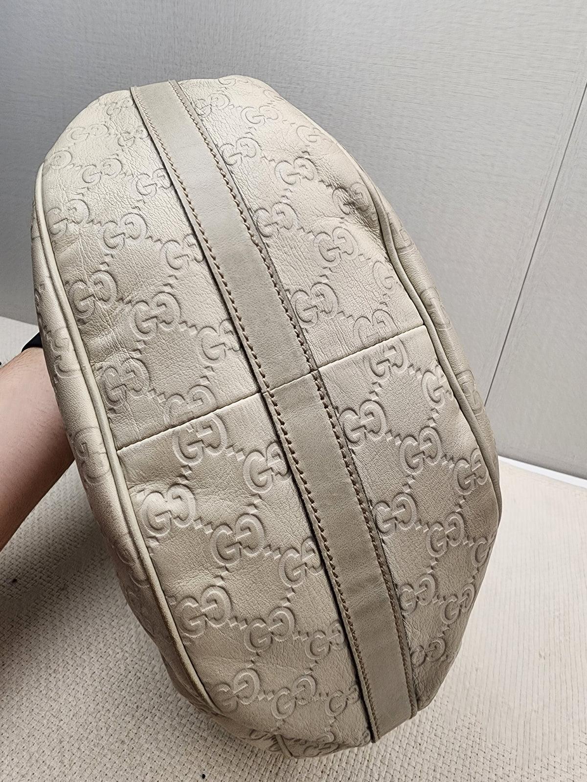 Gucci Ivory Guccissima Twins Hobo Bag
