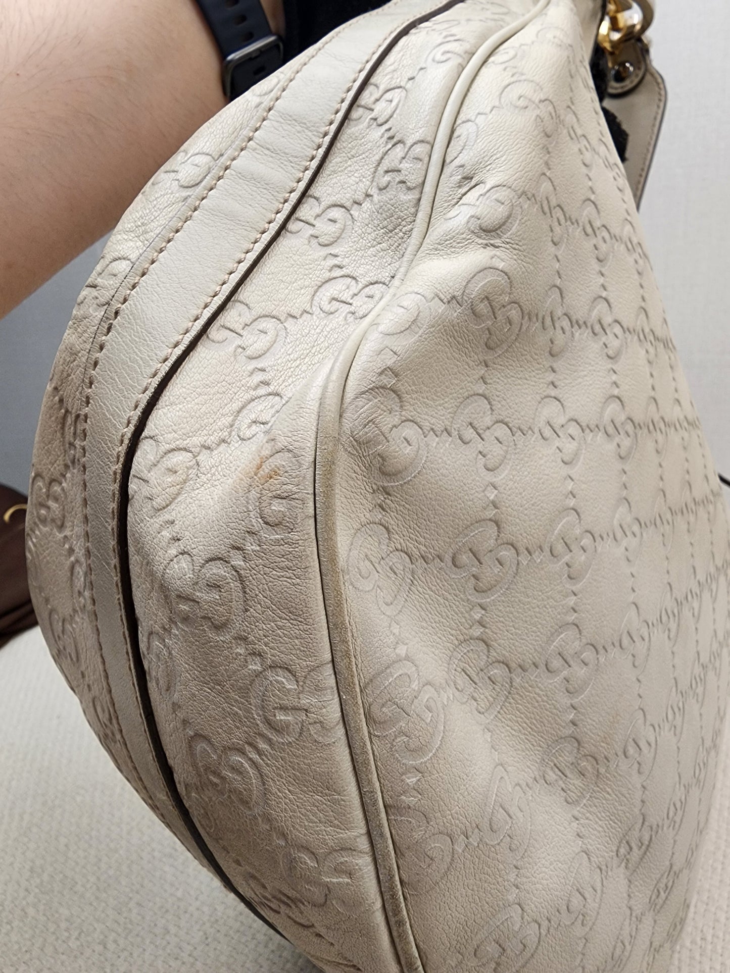 Gucci Ivory Guccissima Twins Hobo Bag