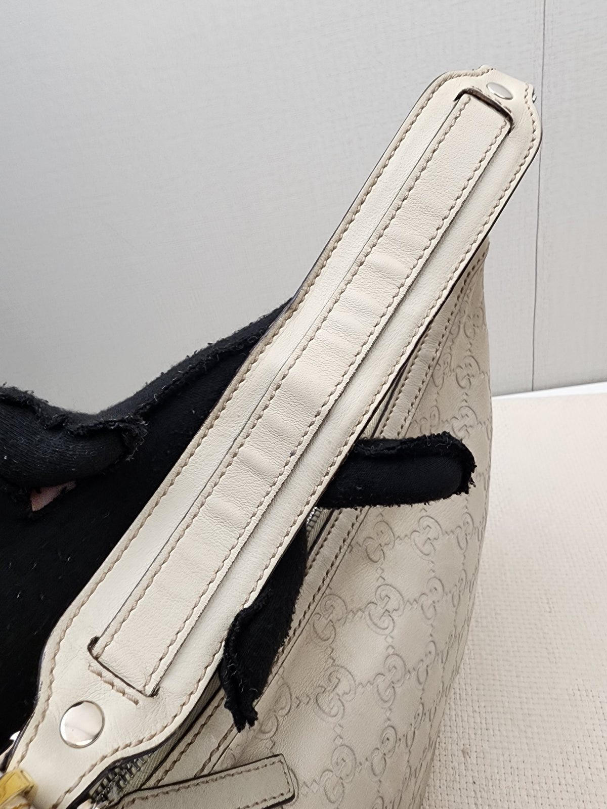 Gucci Ivory Guccissima Twins Hobo Bag
