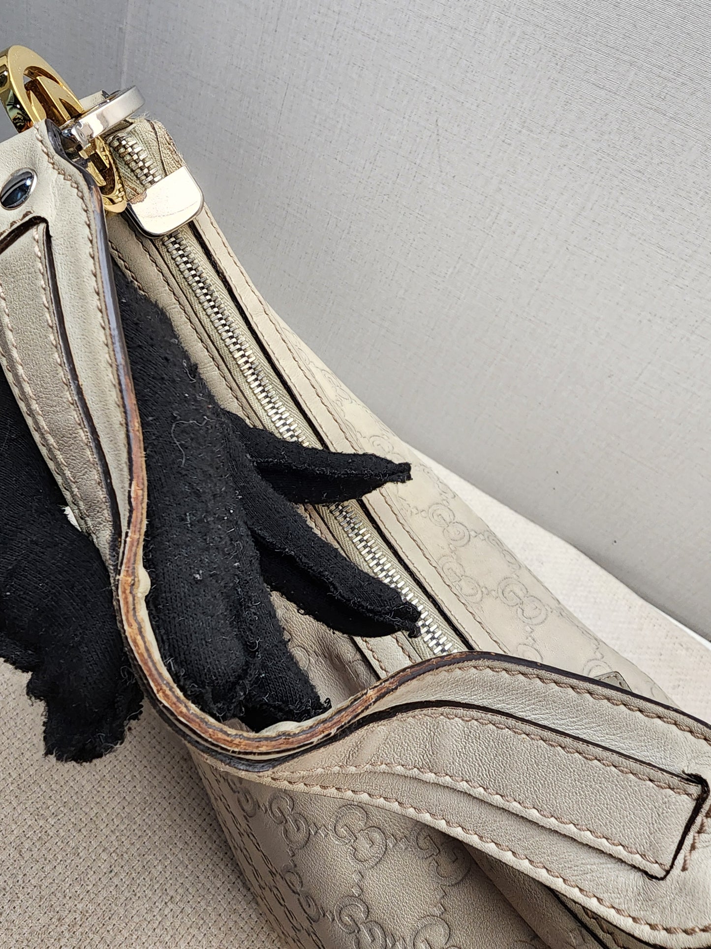 Gucci Ivory Guccissima Twins Hobo Bag