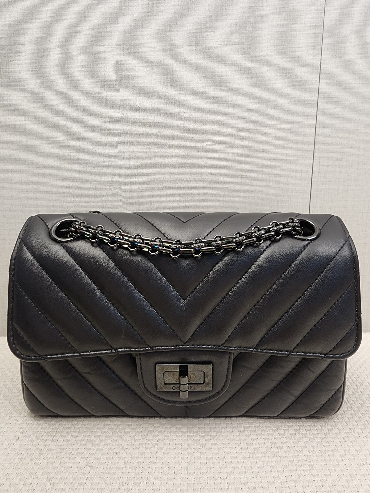 Chanel So Black Aged Calfskin Mini 2.55 in Chevron