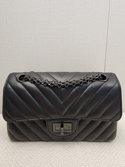 Chanel So Black Aged Calfskin Mini 2.55 in Chevron